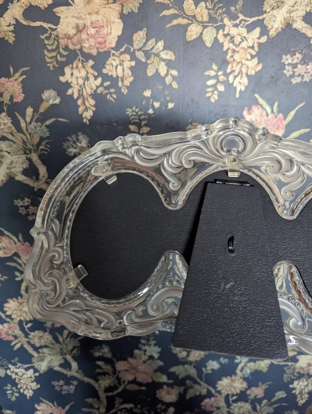 Ornate Clear Glass Vintage Double Round Picture Frame Heavy Duty